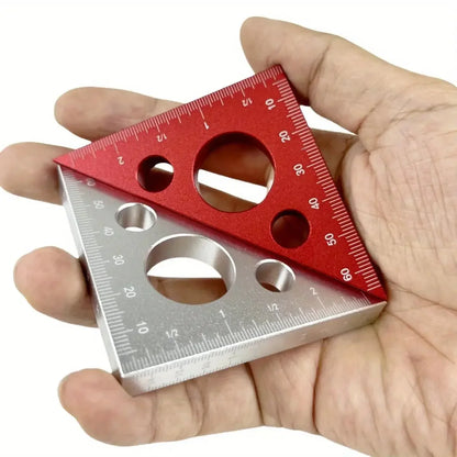 Aluminum Esquadro Ruler, 45/90 Degree Frosted Right Angle Gauge, Triangle Ruler with Both Imperial and Metric Scales