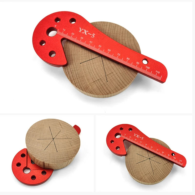 1pc Woodworking Circle Center Scribe 45/90° Center Measuring Tool Line Gauges Aluminum Center Scribe Carpenter Ruler Measuring