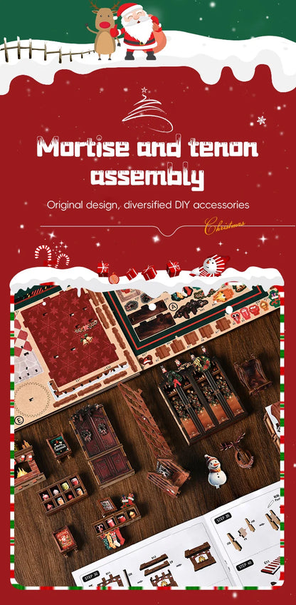 NEW DIY Book Nook Wooden Miniature Model Kits Christmas Shop Bookend 3D Puzzle With Light Bookshelf for Friends Birthday Gifts