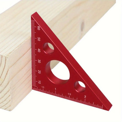 Aluminum Esquadro Ruler, 45/90 Degree Frosted Right Angle Gauge, Triangle Ruler with Both Imperial and Metric Scales