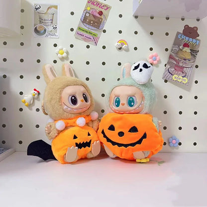 Hot Halloween Labubu Clothes Cute Pumpkin Bat Ghost 2-piece Outfit Mini Plush Doll Clothing Fashion Doll Accessories