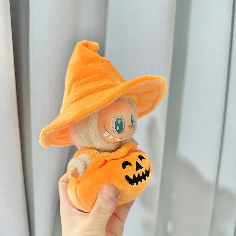 Hot Halloween Labubu Clothes Cute Pumpkin Bat Ghost 2-piece Outfit Mini Plush Doll Clothing Fashion Doll Accessories