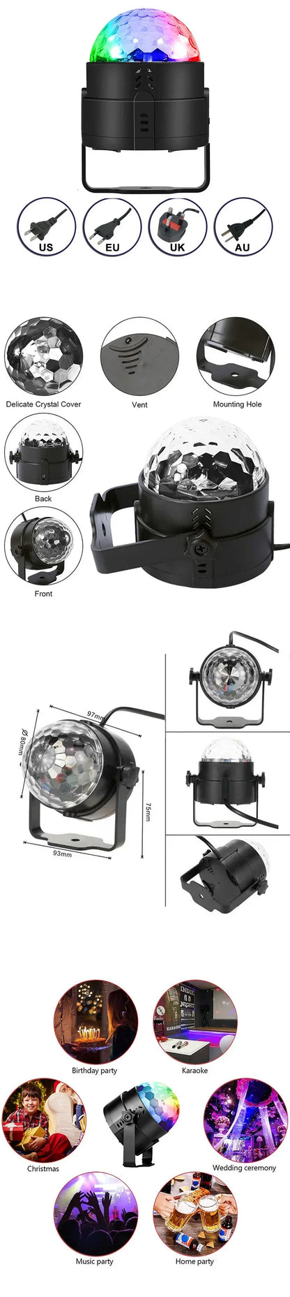 1-4Pack Aalternating Fashing Light Stage Lamp with Remote Control EU Disco Ball Lamps for Home Room Parties Birthday Wedding Bar