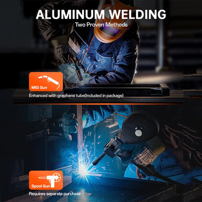 HITBOX 7 in 1 MIG Welding Machine 200A MMA/Gas Flux MIG/Lift TIG/Spot Welding/Spool Gun/Single Pulse Aluminium Welder Home DIY