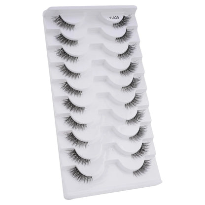 SHIDISHANPIN Cat Eye Lashes Soft Wispy Clear Band Lashes With Winged Ends For Extended Eye Look Natural Half EyelashesMakeup