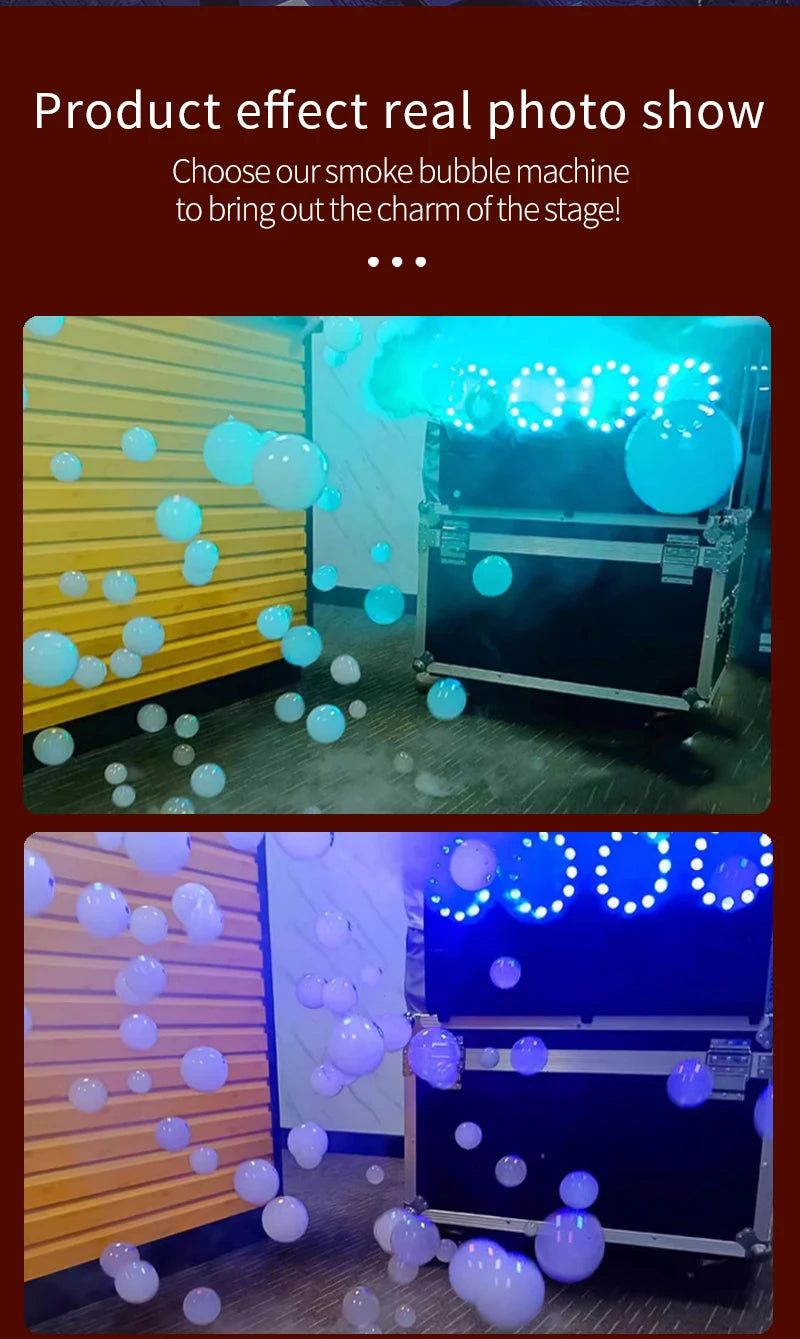 Smoke Bubbles Machine Fog Bubble Machine Haze Bubble Machine LED RGBW Audience DJ Alien Stage Party  Wedding Professional Effect