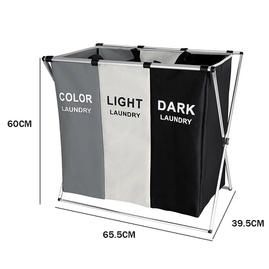 Large Laundry Basket Three Foldable Grid Organizer Basket Dirty Clothes Toys Organizers Home Laundry Basket Storage Sorter Bin