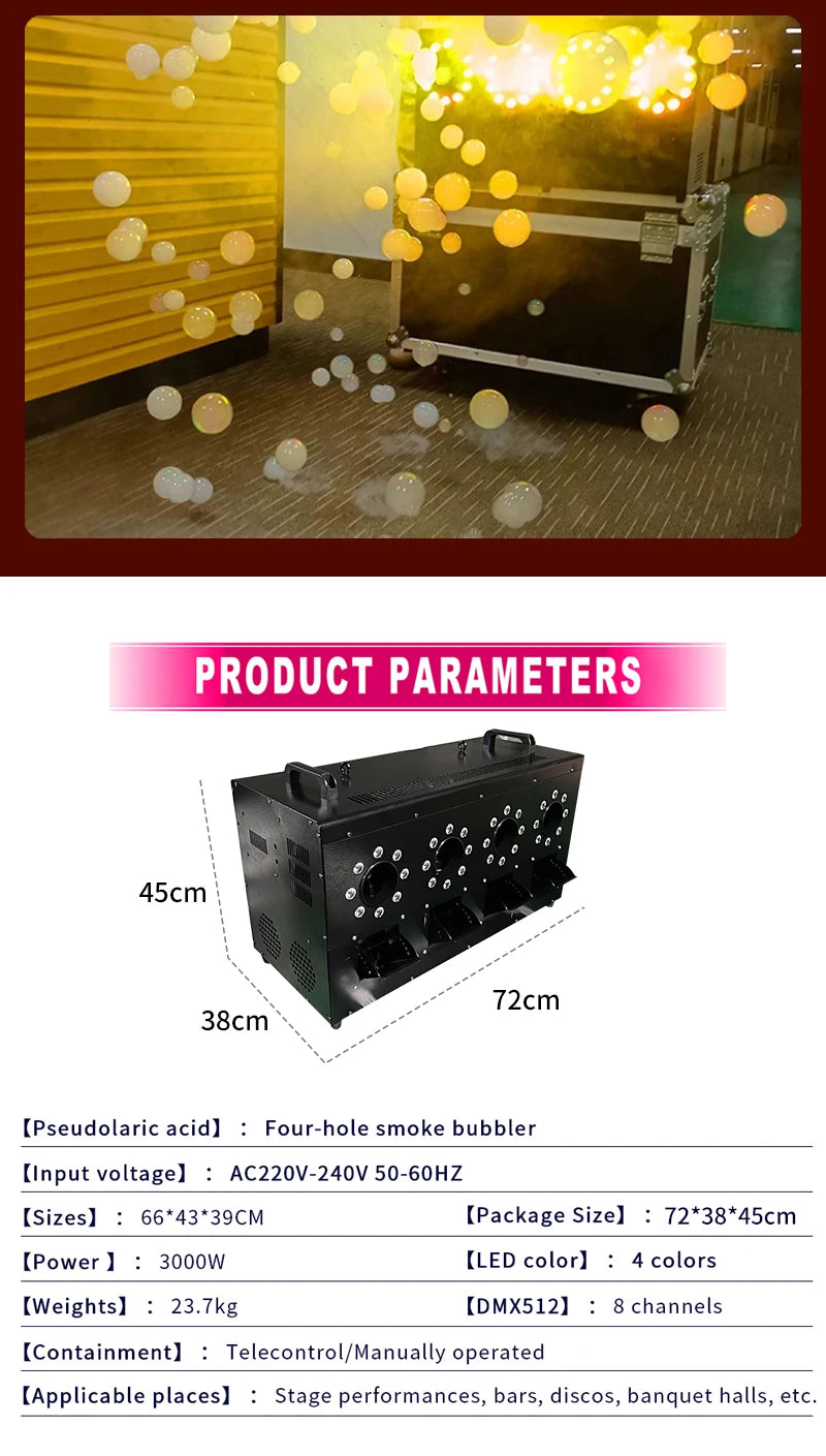 Smoke Bubbles Machine Fog Bubble Machine Haze Bubble Machine LED RGBW Audience DJ Alien Stage Party  Wedding Professional Effect