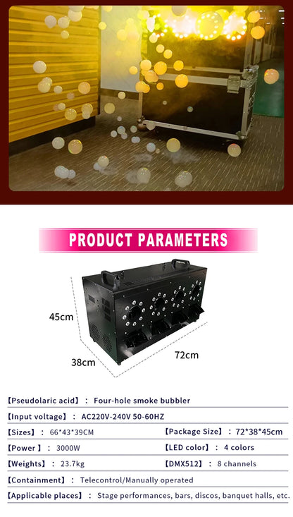 Smoke Bubbles Machine Fog Bubble Machine Haze Bubble Machine LED RGBW Audience DJ Alien Stage Party  Wedding Professional Effect