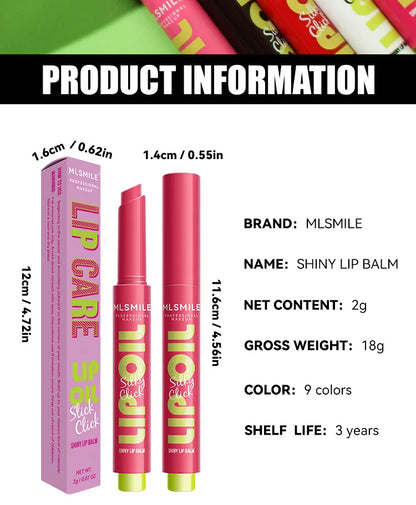multicolor Silky Click Lip Care Hydrating Solid Lip Gloss with Radiant Mirror Shine, Effortless Press Long-Lasting
