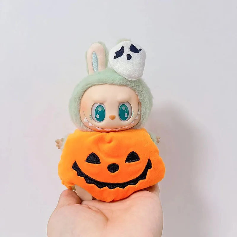 Hot Halloween Labubu Clothes Cute Pumpkin Bat Ghost 2-piece Outfit Mini Plush Doll Clothing Fashion Doll Accessories