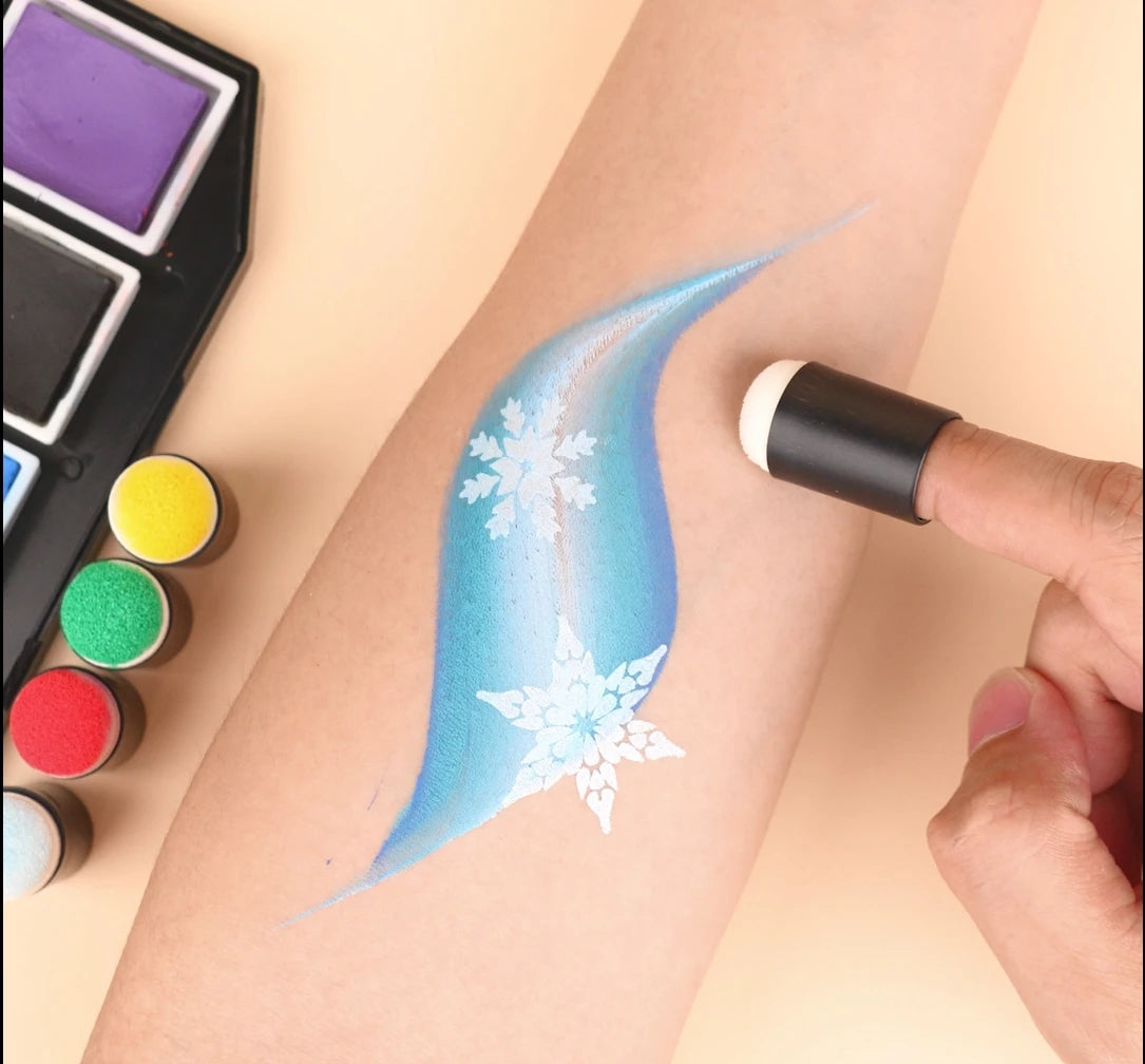 47pcs Reusable Face Paint Stencils for Body Art Painting Halloween Party Makeup Temporary Tattoos Stencils sponges