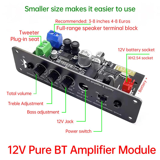 DC12V MP3 WMA Decoder Board HIFI High Bass BT 5.1 Amplifier Board Car Amplifier Module Audio Receiver for DIY Modification