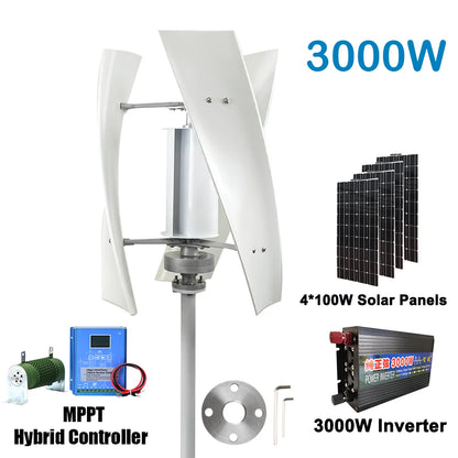 3000W High Efficiency Wind Turbine Off Grid System 12V 24V 48V Output Voltage 220V 230V 240V Home Appliance Power Supply System