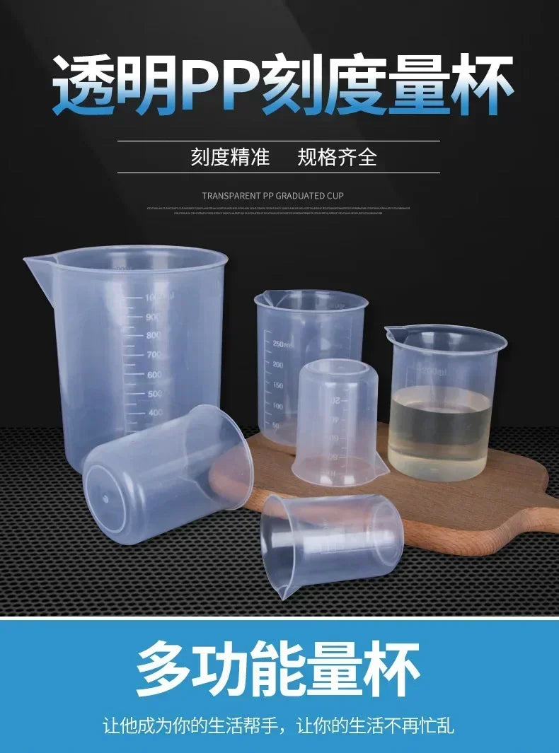 Lightweight 1PC Transparent with Scale Plastic for Kitchen Laboratory Test Measuring Cup Beaker Mixing Cups Graduated Cylinder