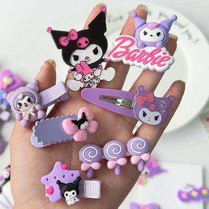 14pcs Sanrio Kuromi Cute Hairclip Headwear For Girls Anime Cartoon Fashion Hairpin Hair Accessories Kids Birthday Xmas Gift