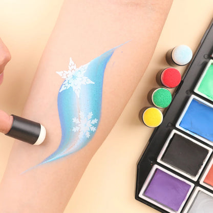 47pcs Reusable Face Paint Stencils for Body Art Painting Halloween Party Makeup Temporary Tattoos Stencils sponges