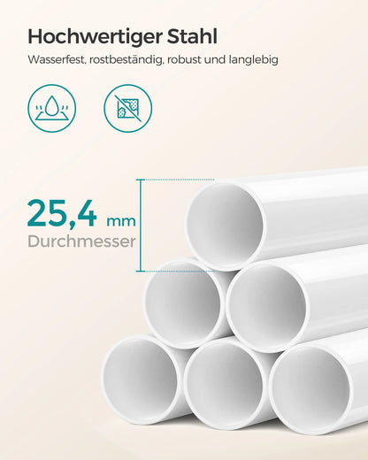 85-305 cm height adjustable shower rack with 4 trays bathroom shelf, shower corner no drilling necessary, white/black