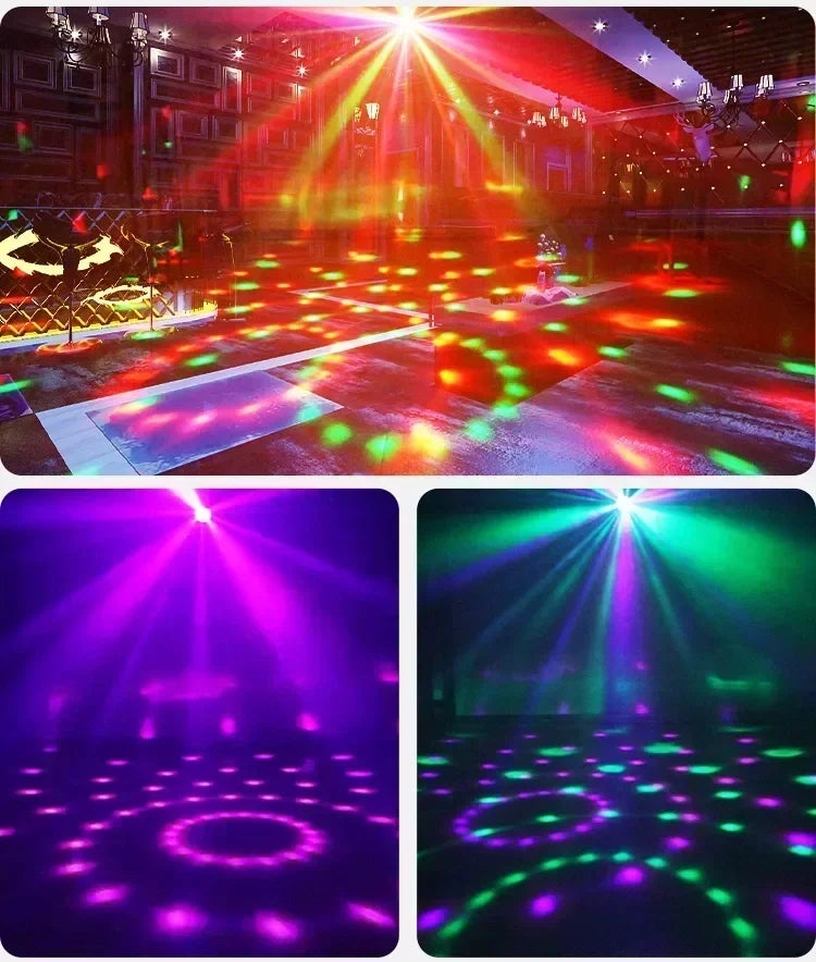 RGB LED Stage Disco Light Rotating DJ Ball Strobe Remote Sound Control Magic Dance Car Christmas Gift Party Club Laser Show Lamp