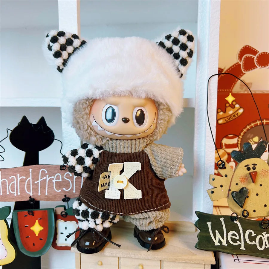 Doll Clothes For 15-17CM I II III Labubu Outfits Mini Plush Cotton Idol Doll Universal Clothing Sitting Party Accessories Gifts