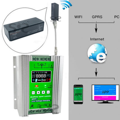 WIFI 4000W Wind Solar Hybrid Charge Controller with Equalizer, 12V 24V 48V AUTO, MPPT for Solar and Wind, for Lithium Lead Batte