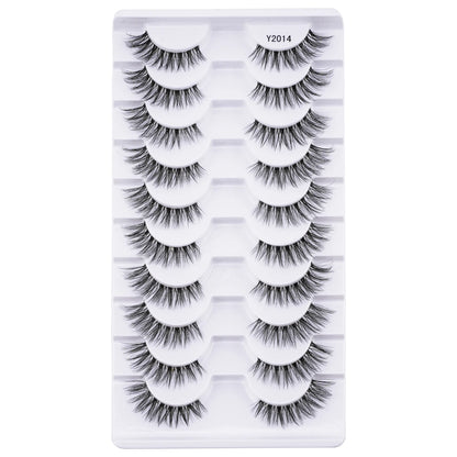 SHIDISHANPIN Cat Eye Lashes Soft Wispy Clear Band Lashes With Winged Ends For Extended Eye Look Natural Half EyelashesMakeup