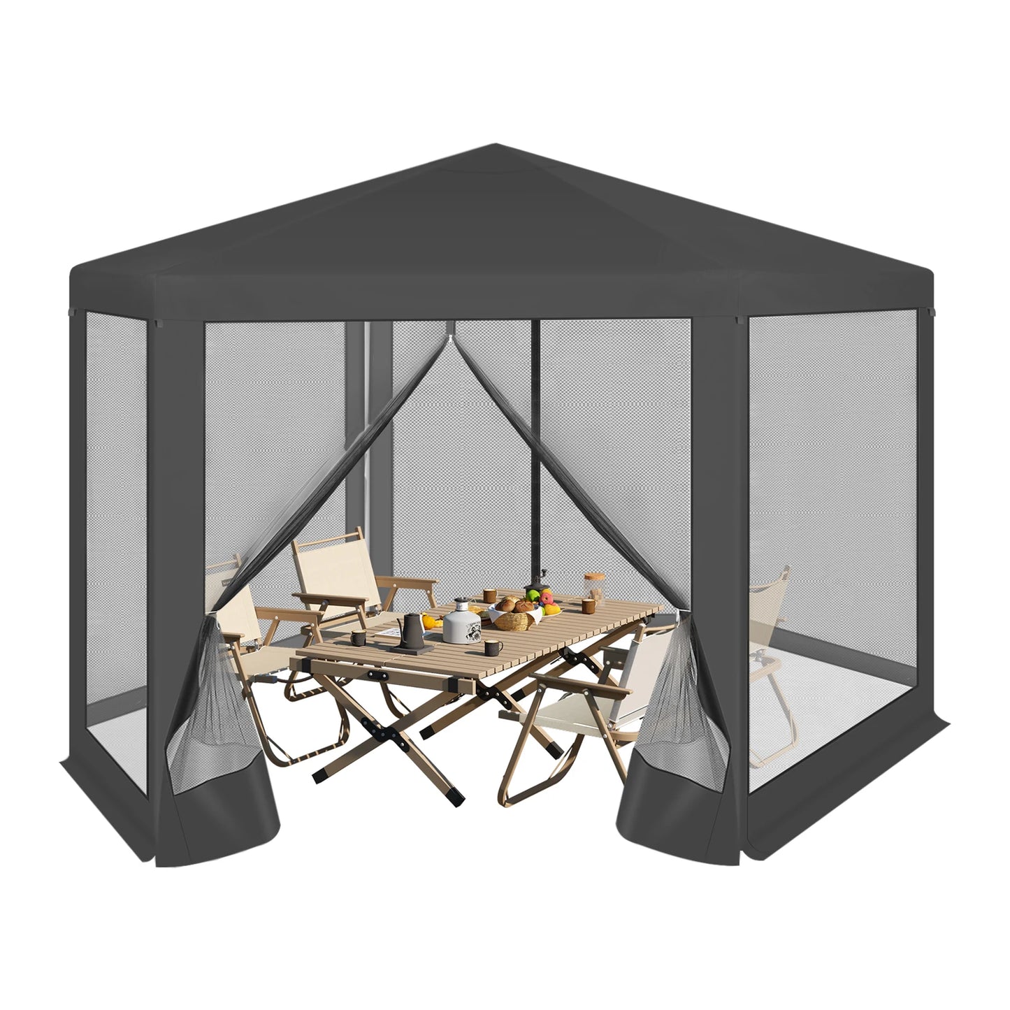 WOLTU 3.8x3.3m Gazebos for Outdoor Garden Gazebo Mosquito Net with Mesh Side Walls Sunshade Canopy Tent for Camping Patio Yard