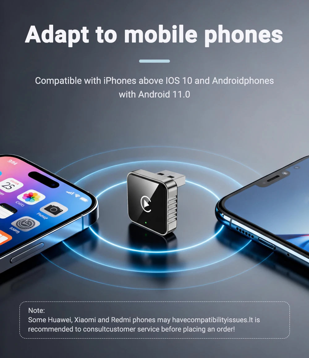 XUDA 2 in1 Wired to Wireless CarPlay Android Auto Adapter for OEM Car Stereo With USB Dongle Smart Mini Box Plug and Play Blueto