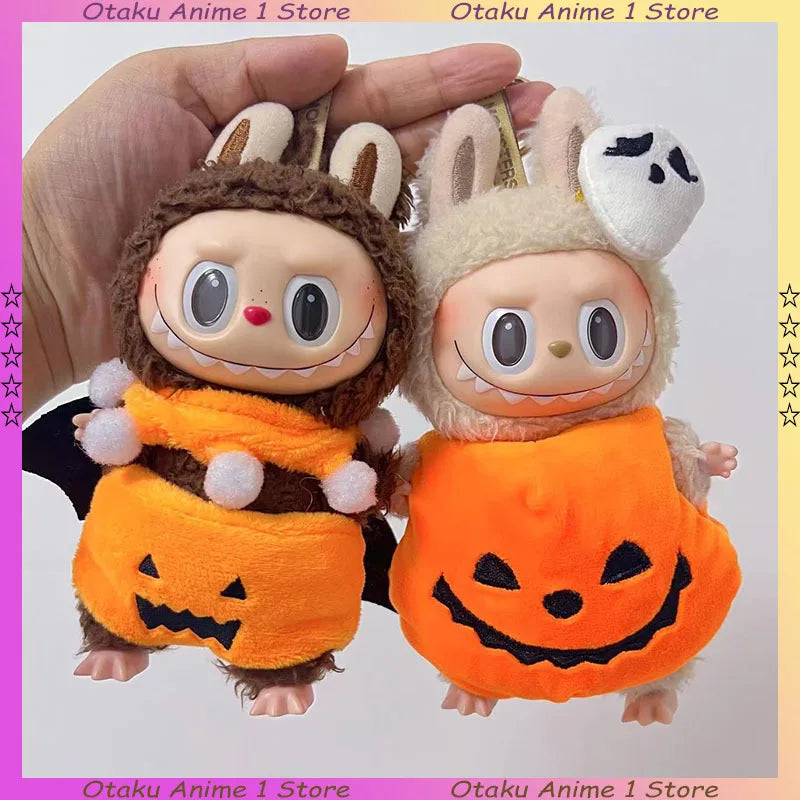 Hot Halloween Labubu Clothes Cute Pumpkin Bat Ghost 2-piece Outfit Mini Plush Doll Clothing Fashion Doll Accessories