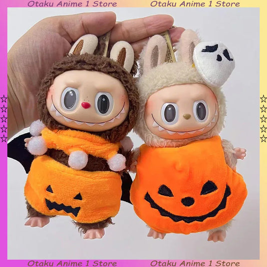 Hot Halloween Labubu Clothes Cute Pumpkin Bat Ghost 2-piece Outfit Mini Plush Doll Clothing Fashion Doll Accessories