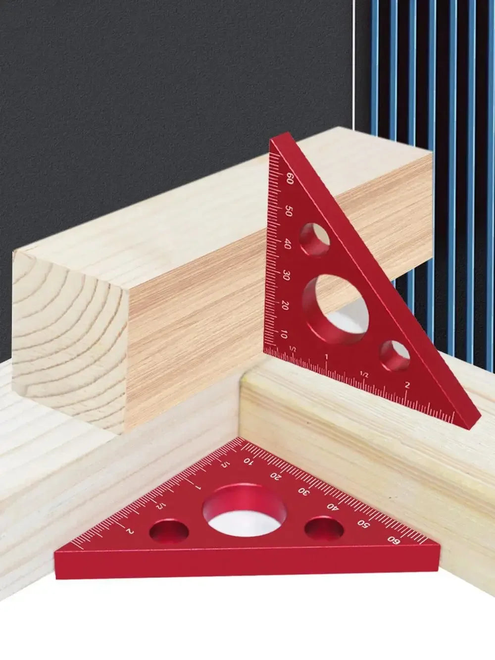 Aluminum Esquadro Ruler, 45/90 Degree Frosted Right Angle Gauge, Triangle Ruler with Both Imperial and Metric Scales