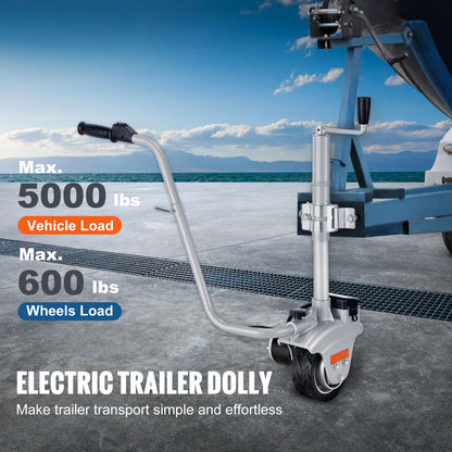 SucceBuy Electric Trailer Dolly 5000lbs Towing Capacity 350W 12V Trailer Jockey Wheel with 22 ft/min Moving Speed for Trailer