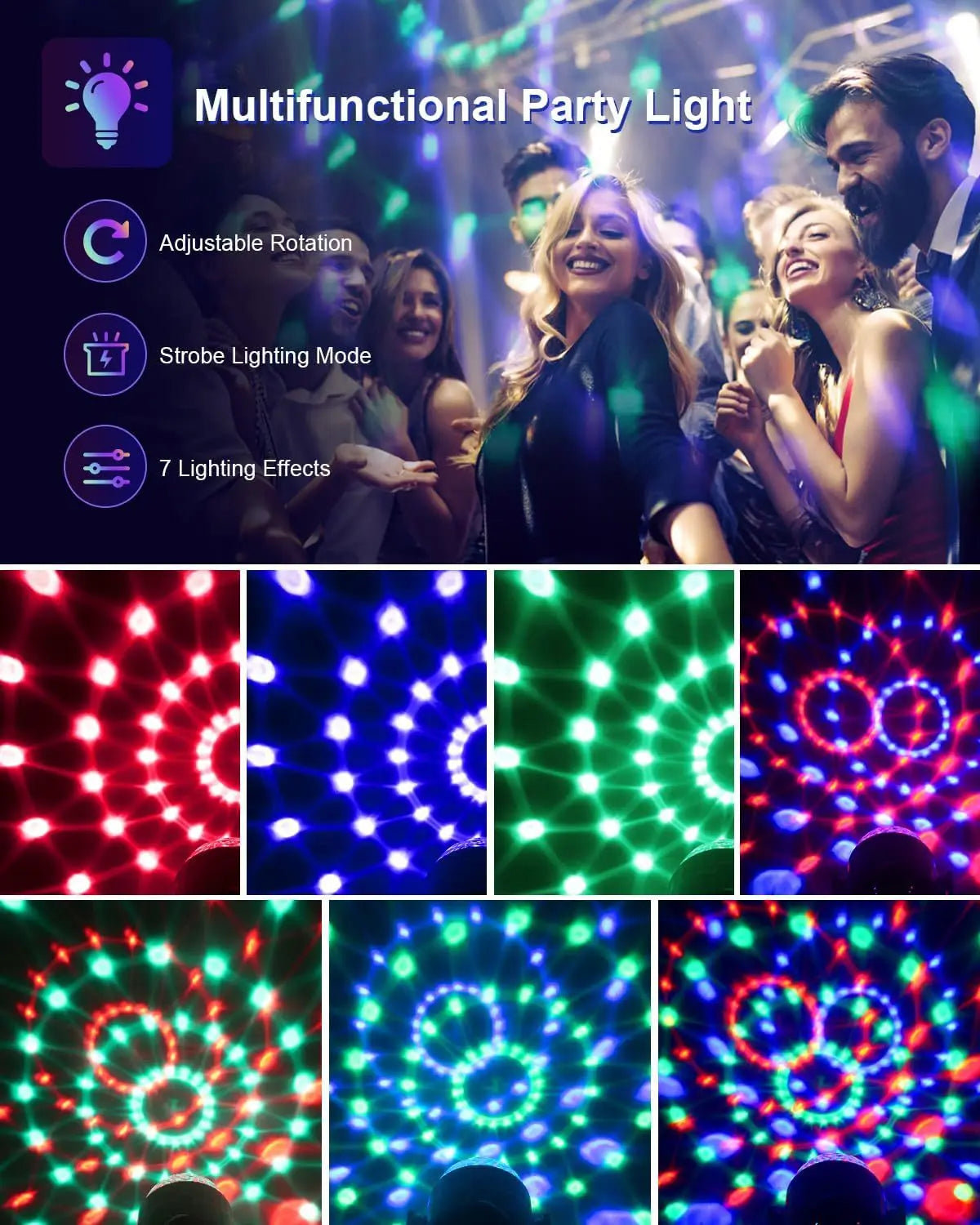 1-4Pack Aalternating Fashing Light Stage Lamp with Remote Control EU Disco Ball Lamps for Home Room Parties Birthday Wedding Bar