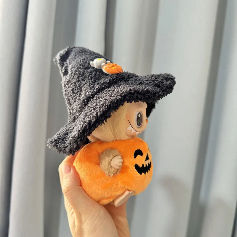 Hot Halloween Labubu Clothes Cute Pumpkin Bat Ghost 2-piece Outfit Mini Plush Doll Clothing Fashion Doll Accessories