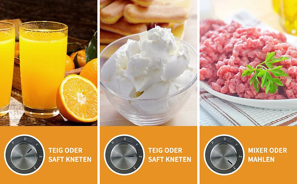 1300W Multi-Task Food Processor 3.5L Kneading 1.5L Blender Citrus Juicer 11 Professional Accessories Grinding/Chopping/Slicing