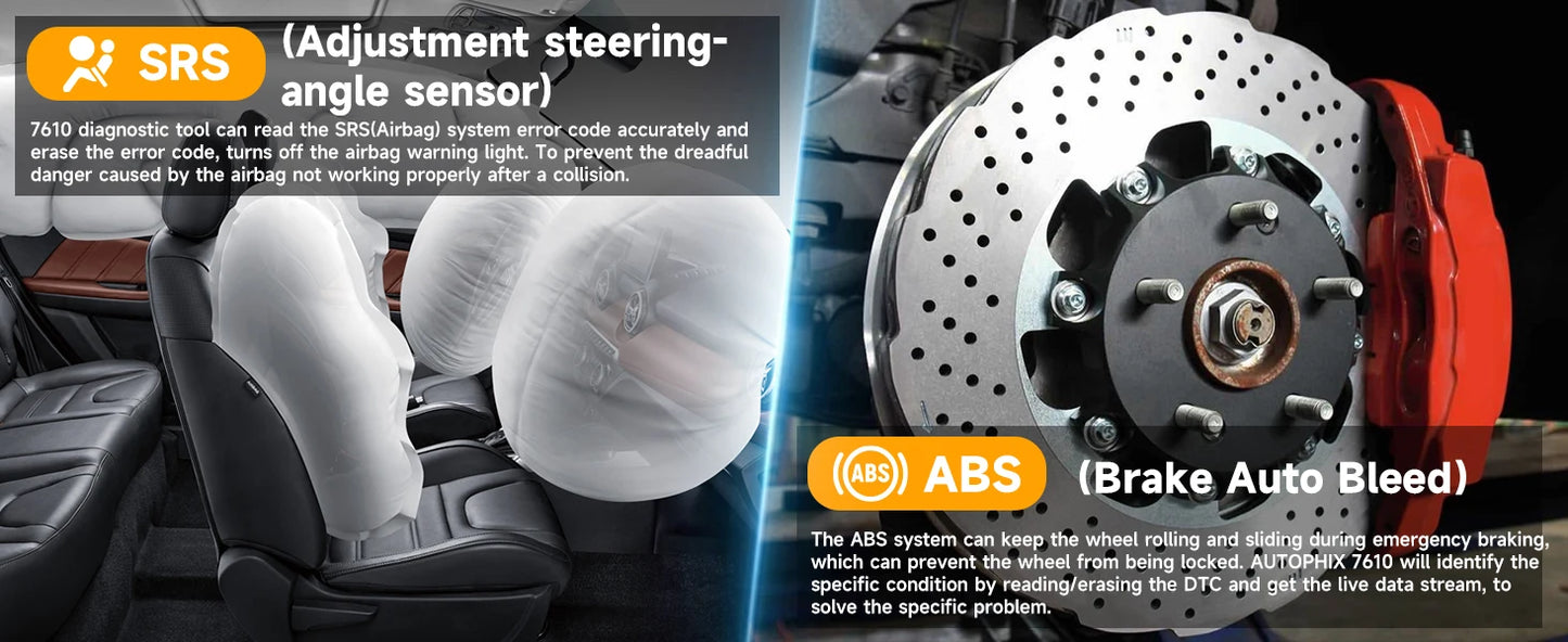 Autophix 7610 OBD2 Automotive Scanner for VW/AUDI All System EOBD/OBDII Code Reader ABS SRS Oil EPB D.PF TPMS Reset Car Tool