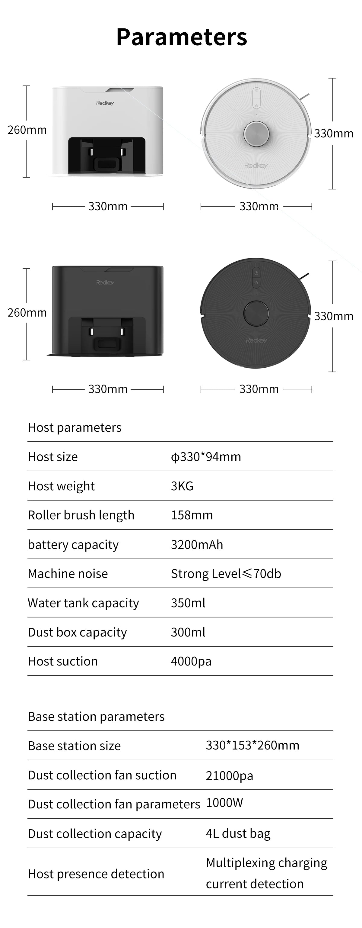Redkey R10 Robot Vacuum Cleaner 2-in-1 Auto Vacuum Mop Wiping Function LiDAR Navigation Strong 4000Pa Suction Power 4 L Dust Bag