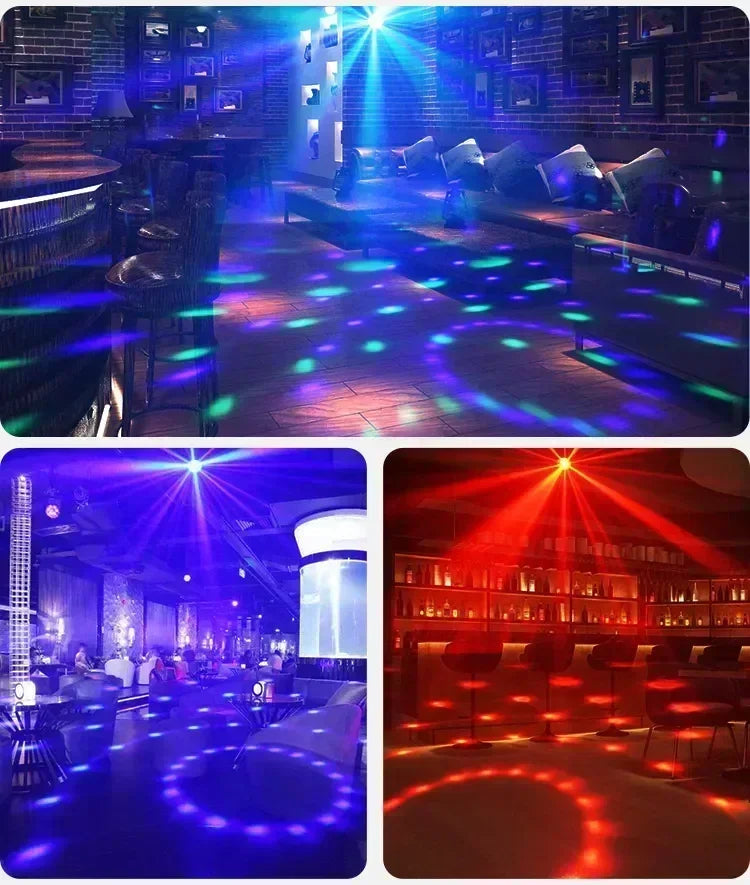 RGB LED Stage Disco Light Rotating DJ Ball Strobe Sound Control Magic Dance Car Christmas Gift Party Club Laser Show Lamp Party