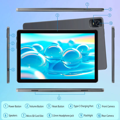 ANRY 10.1inch Tablet Android 2025, 12GB+128GB(1TB Expand) Android 15, 6000mAh 8-core 5MP+13MP Tablet PC with 5G WIFI Bluetooth