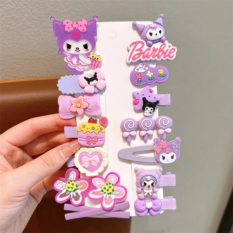 14pcs Sanrio Kuromi Cute Hairclip Headwear For Girls Anime Cartoon Fashion Hairpin Hair Accessories Kids Birthday Xmas Gift