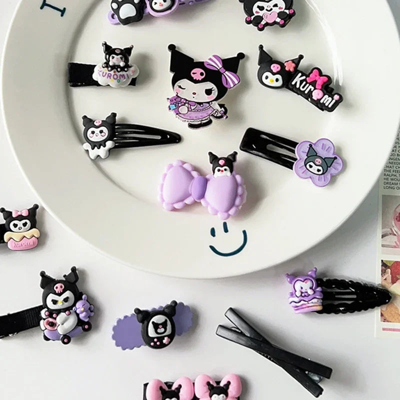 14pcs Sanrio Kuromi Cute Hairclip Headwear For Girls Anime Cartoon Fashion Hairpin Hair Accessories Kids Birthday Xmas Gift