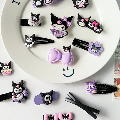 14pcs Sanrio Kuromi Cute Hairclip Headwear For Girls Anime Cartoon Fashion Hairpin Hair Accessories Kids Birthday Xmas Gift