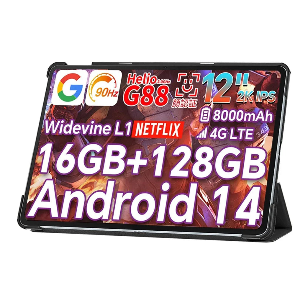 Case For Blackview Mega2 12" Tablet PC Slim Tri-Folding Stand Flip Book Cover Case For Oscal Pad 100 12” with  Hard Back Shell