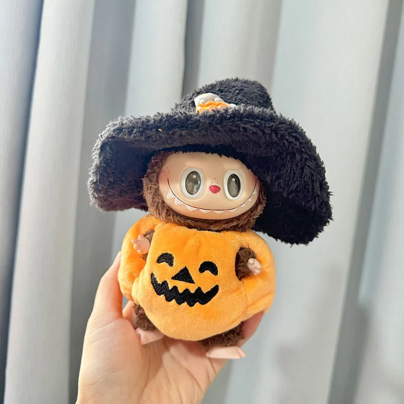 Hot Halloween Labubu Clothes Cute Pumpkin Bat Ghost 2-piece Outfit Mini Plush Doll Clothing Fashion Doll Accessories