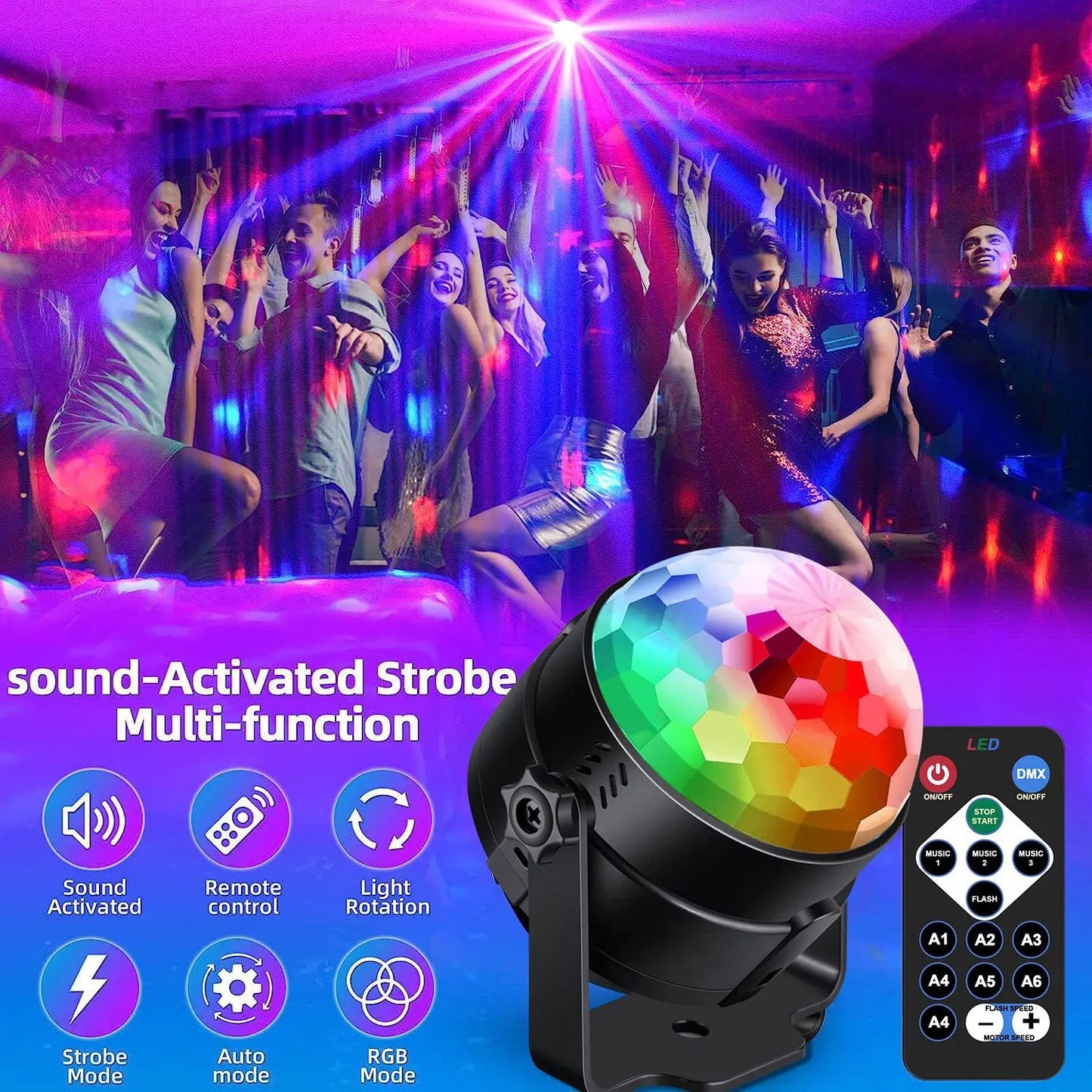 1-4Pack Aalternating Fashing Light Stage Lamp with Remote Control EU Disco Ball Lamps for Home Room Parties Birthday Wedding Bar