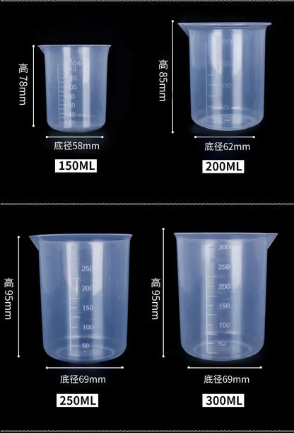 Lightweight 1PC Transparent with Scale Plastic for Kitchen Laboratory Test Measuring Cup Beaker Mixing Cups Graduated Cylinder