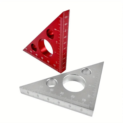 Aluminum Esquadro Ruler, 45/90 Degree Frosted Right Angle Gauge, Triangle Ruler with Both Imperial and Metric Scales