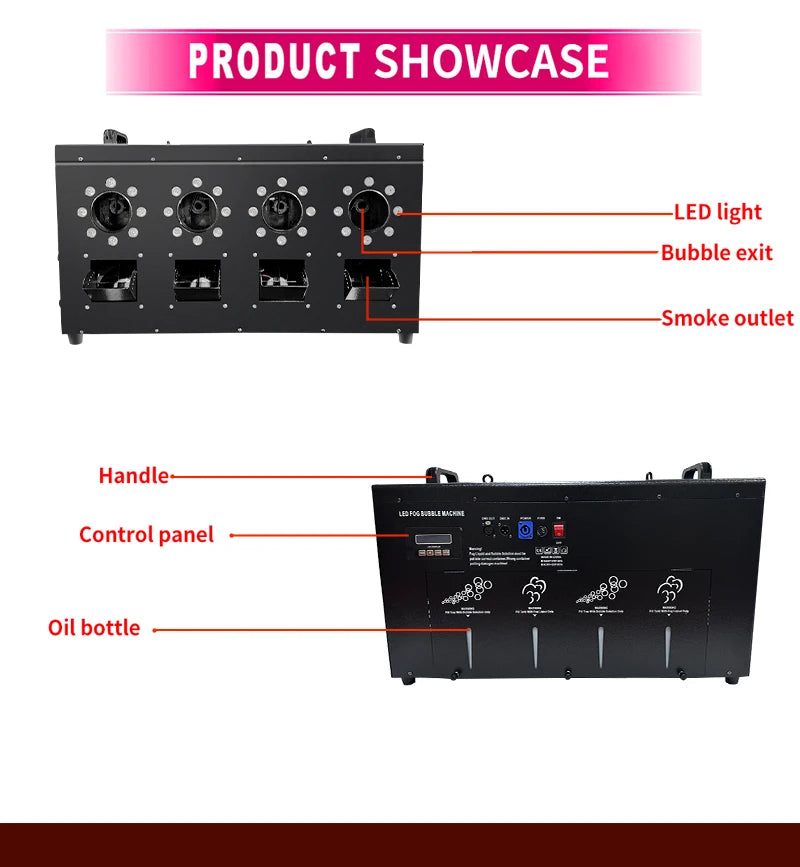 Smoke Bubbles Machine Fog Bubble Machine Haze Bubble Machine LED RGBW Audience DJ Alien Stage Party  Wedding Professional Effect