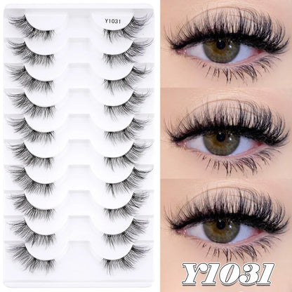 SHIDISHANPIN Cat Eye Lashes Soft Wispy Clear Band Lashes With Winged Ends For Extended Eye Look Natural Half EyelashesMakeup