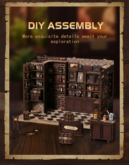 New Corner Bistro Miniature DIY Book Nook - 3D Wooden Puzzle Craft Kit, Christmas & Black Friday Micro Scene Model Gift